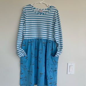 Hannah Andersson Girls Long Sleeve Print Jersey Knit Dress - Size 10